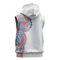 Hawaiian Traditional Tattoos Sleeveless Hoodie Kakau Tribal Tropical Plant Motif Hawaii Flag Color Inspired