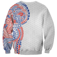 Hawaiian Traditional Tattoos Sweatshirt Kakau Tribal Tropical Plant Motif Hawaii Flag Color Inspired
