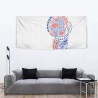 Hawaiian Traditional Tattoos Tapestry Kakau Tribal Tropical Plant Motif Hawaii Flag Color Inspired
