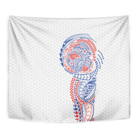 Hawaiian Traditional Tattoos Tapestry Kakau Tribal Tropical Plant Motif Hawaii Flag Color Inspired
