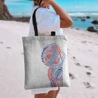 Hawaiian Traditional Tattoos Tote Bag Kakau Tribal Tropical Plant Motif Hawaii Flag Color Inspired