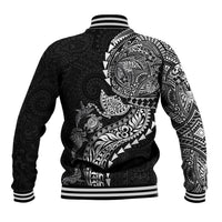 Hawaiian Kakau Tribal Sea Animals Tattoos Baseball Jacket Black Color