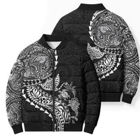 Hawaiian Kakau Tribal Sea Animals Tattoos Bomber Puffer Jacket Black Color