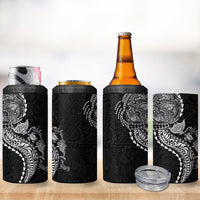 Hawaiian Kakau Tribal Sea Animals Tattoos 4 in 1 Can Cooler Tumbler Black Color