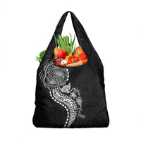 Hawaiian Kakau Tribal Sea Animals Tattoos Grocery Bag Black Color