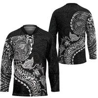 Hawaiian Kakau Tribal Sea Animals Tattoos Hockey Jersey Black Color