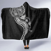 Hawaiian Kakau Tribal Sea Animals Tattoos Hooded Blanket Black Color LT03 One Size Black - Polynesian Pride