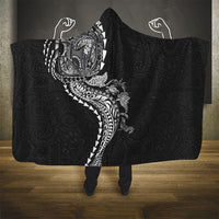Hawaiian Kakau Tribal Sea Animals Tattoos Hooded Blanket Black Color LT03 - Polynesian Pride