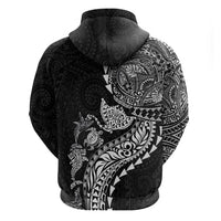 Hawaiian Kakau Tribal Sea Animals Tattoos Hoodie Black Color