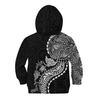 Hawaiian Kakau Tribal Sea Animals Tattoos Kid Hoodie Black Color