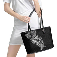 Hawaiian Kakau Tribal Sea Animals Tattoos Leather Tote Bag Black Color LT03 - Polynesian Pride