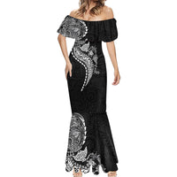 Hawaiian Kakau Tribal Sea Animals Tattoos Mermaid Dress Black Color