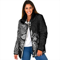 Hawaiian Kakau Tribal Sea Animals Tattoos Padded Jacket Black Color