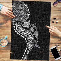 Hawaiian Kakau Tribal Sea Animals Tattoos Puzzle Black Color