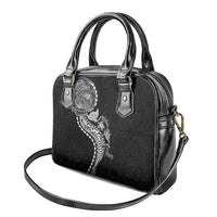 Hawaiian Kakau Tribal Sea Animals Tattoos Shoulder Handbag Black Color