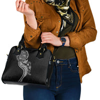 Hawaiian Kakau Tribal Sea Animals Tattoos Shoulder Handbag Black Color