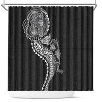 Hawaiian Kakau Tribal Sea Animals Tattoos Shower Curtain Black Color LT03 Black - Polynesian Pride