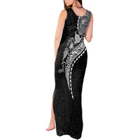 Hawaiian Kakau Tribal Sea Animals Tattoos Tank Maxi Dress Black Color