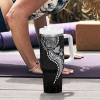 Hawaiian Kakau Tribal Sea Animals Tattoos Tumbler With Handle Black Color LT03 - Polynesian Pride
