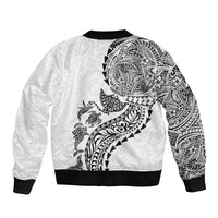 Hawaiian Kakau Tribal Sea Animals Tattoos Bomber Jacket White Color LT03 - Polynesian Pride