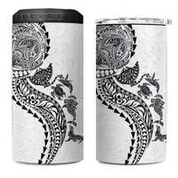 Hawaiian Kakau Tribal Sea Animals Tattoos 4 in 1 Can Cooler Tumbler White Color
