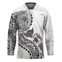 Hawaiian Kakau Tribal Sea Animals Tattoos Hockey Jersey White Color