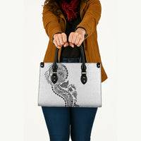 Hawaiian Kakau Tribal Sea Animals Tattoos Leather Bag White Color