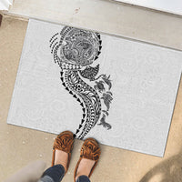 Hawaiian Kakau Tribal Sea Animals Tattoos Rubber Doormat White Color