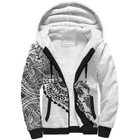 Hawaiian Kakau Tribal Sea Animals Tattoos Sherpa Hoodie White Color
