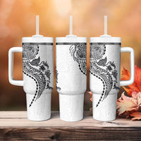 Hawaiian Kakau Tribal Sea Animals Tattoos Tumbler With Handle White Color LT03 - Polynesian Pride