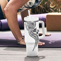 Hawaiian Kakau Tribal Sea Animals Tattoos Tumbler With Handle White Color LT03 - Polynesian Pride
