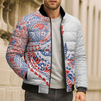 Hawaiian Kakau Tribal Sea Animals Tattoos Bomber Puffer Jacket Hawaii Flag Color Inspired