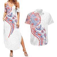 Hawaiian Kakau Tribal Sea Animals Tattoos Couples Matching Summer Maxi Dress and Hawaiian Shirt Hawaii Flag Color Inspired
