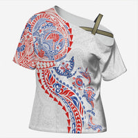 Hawaiian Kakau Tribal Sea Animals Tattoos Cross Shoulder Shirt Hawaii Flag Color Inspired
