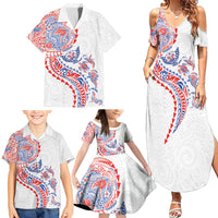 Hawaiian Kakau Tribal Sea Animals Tattoos Family Matching Summer Maxi Dress and Hawaiian Shirt Hawaii Flag Color Inspired