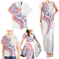 Hawaiian Kakau Tribal Sea Animals Tattoos Family Matching Tank Maxi Dress and Hawaiian Shirt Hawaii Flag Color Inspired