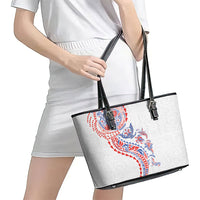 Hawaiian Kakau Tribal Sea Animals Tattoos Leather Tote Bag Hawaii Flag Color Inspired