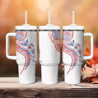 Hawaiian Kakau Tribal Sea Animals Tattoos Tumbler With Handle Hawaii Flag Color Inspired