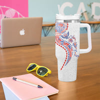 Hawaiian Kakau Tribal Sea Animals Tattoos Tumbler With Handle Hawaii Flag Color Inspired