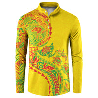 Hawaiian Kakau Tribal Sea Animals Tattoos Button Sweatshirt Kanaka Maoli Flag Color Inspired