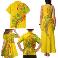 Hawaiian Kakau Tribal Sea Animals Tattoos Family Matching Tank Maxi Dress and Hawaiian Shirt Kanaka Maoli Flag Color Inspired LT03 - Polynesian Pride