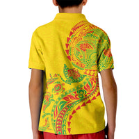 Hawaiian Kakau Tribal Sea Animals Tattoos Kid Polo Shirt Kanaka Maoli Flag Color Inspired