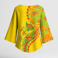 Hawaiian Kakau Tribal Sea Animals Tattoos Kimono Sleeve Blouse Kanaka Maoli Flag Color Inspired