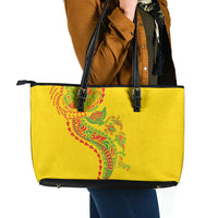Hawaiian Kakau Tribal Sea Animals Tattoos Leather Tote Bag Kanaka Maoli Flag Color Inspired