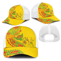 Hawaiian Kakau Tribal Sea Animals Tattoos Mesh Trucker Cap Kanaka Maoli Flag Color Inspired