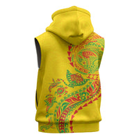 Hawaiian Kakau Tribal Sea Animals Tattoos Sleeveless Zip Hoodie Kanaka Maoli Flag Color Inspired LT03 - Polynesian Pride