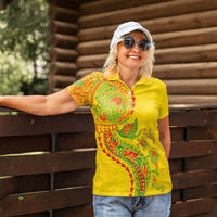 Hawaiian Kakau Tribal Sea Animals Tattoos Women Polo Shirt Kanaka Maoli Flag Color Inspired