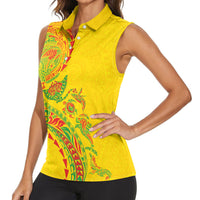 Hawaiian Kakau Tribal Sea Animals Tattoos Women Sleeveless Polo Shirt Kanaka Maoli Flag Color Inspired LT03 - Polynesian Pride