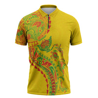 Hawaiian Kakau Tribal Sea Animals Tattoos Zipper Polo Shirt Kanaka Maoli Flag Color Inspired