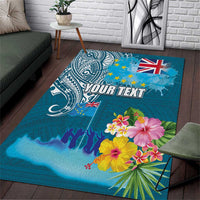 Personalised Tuvalu Independence Day Area Rug Tuvaluan Tribal Flag Style LT03 Turquoise - Polynesian Pride